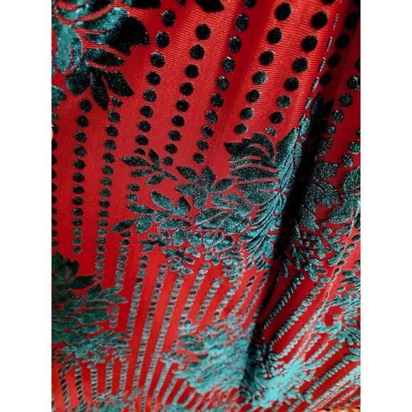 Zara Red Iridescent Teal Velvet Draped Long Sleeve Mini Dress Size M Womens NWT - Picture 7 of 10